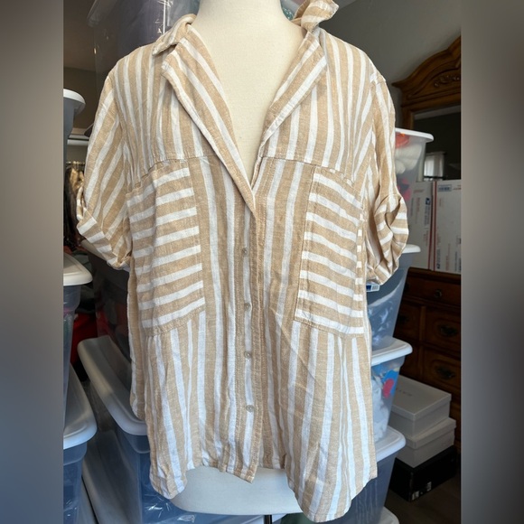 Tan Striped Top - Picture 1 of 5